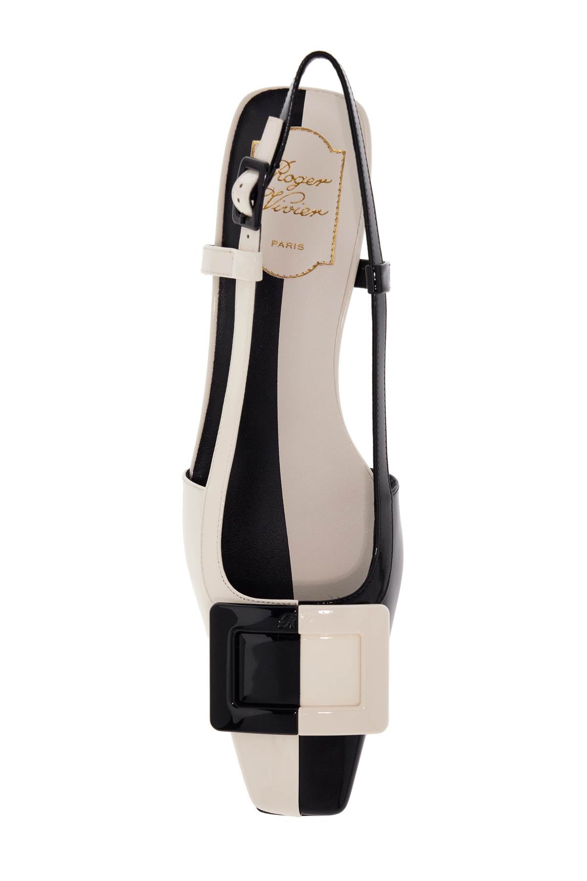 Belle Vivier Two-tone Patent Leather Sling  - White