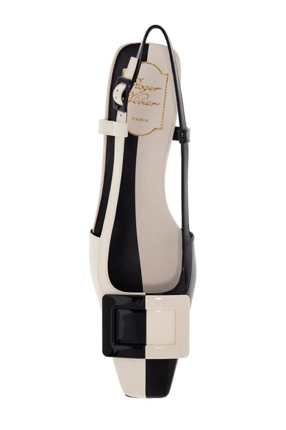 Belle Vivier Two-tone Patent Leather Sling  - White