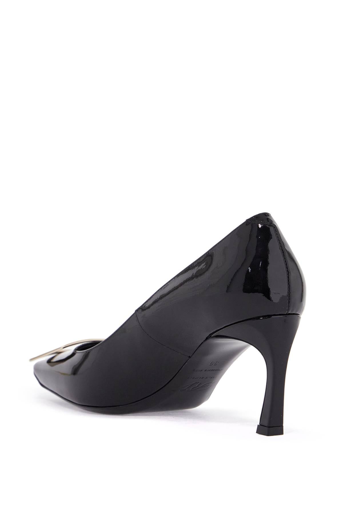 Belle Vivier T.70 Black Calfskin Pumps With Metal Buckle  - Black