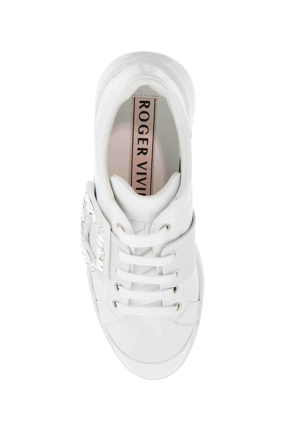 White Leather Sneakers Viv Skate With Rhinestones  - White