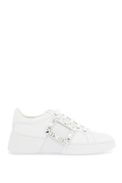 White Leather Sneakers Viv Skate With Rhinestones  - White