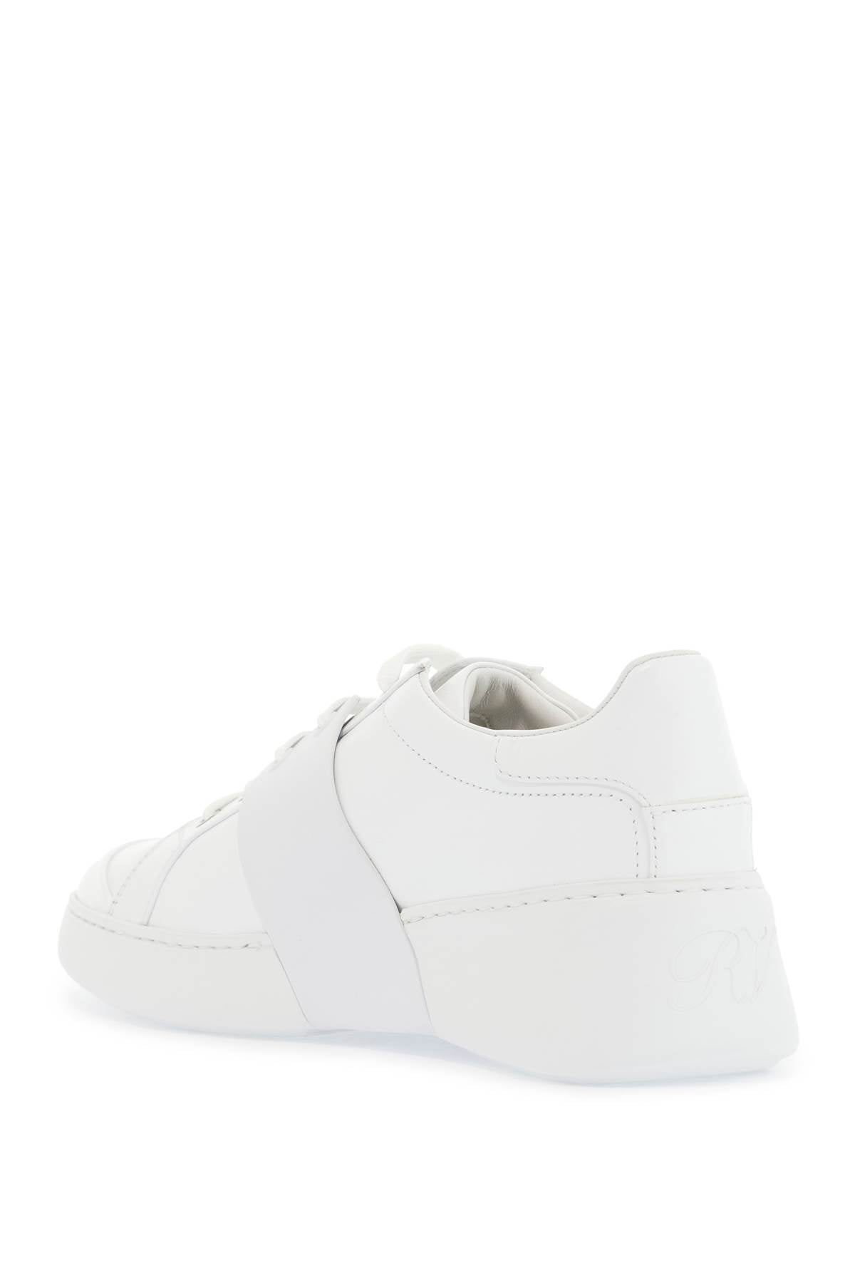 White Leather Sneakers Viv Skate With Rhinestones  - White