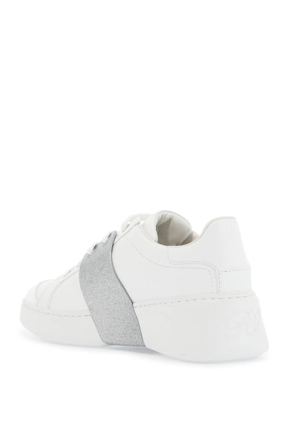 White Viv Skate Sneakers With Rhinestone Buckles  - White