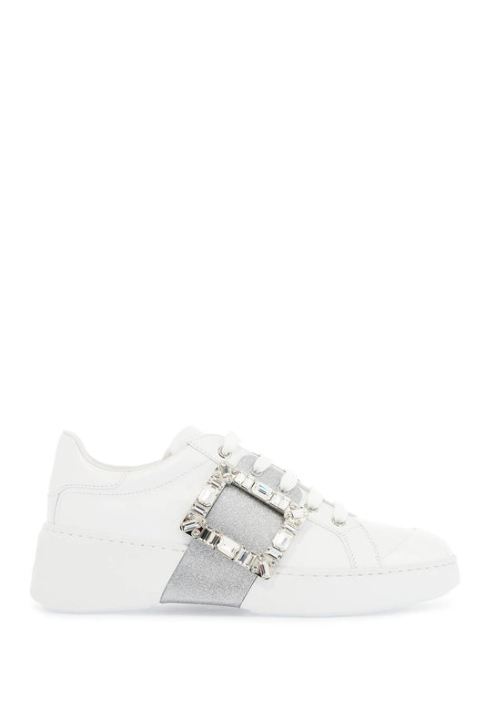 White Viv Skate Sneakers With Rhinestone Buckles  - White