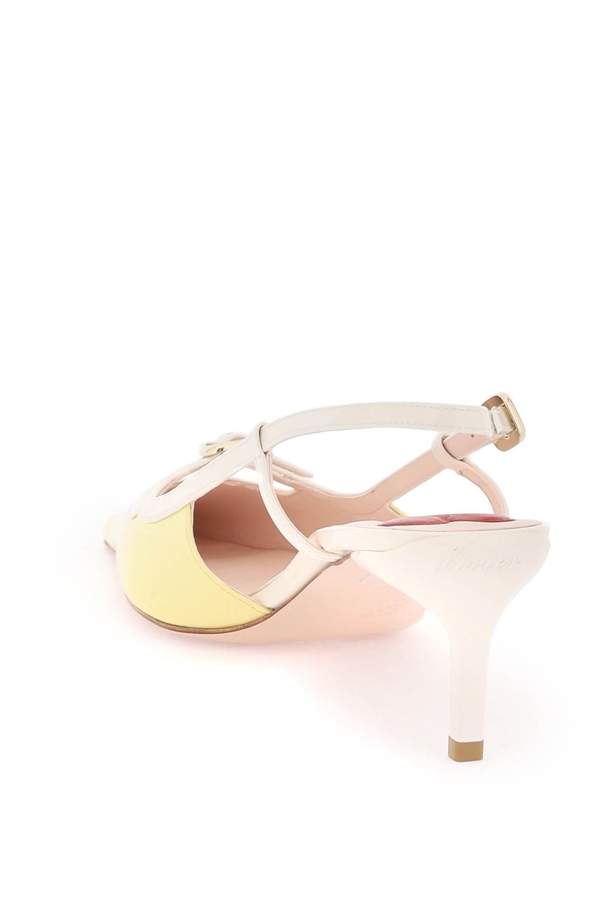 Two-tone Patent Leather Pumps  - White