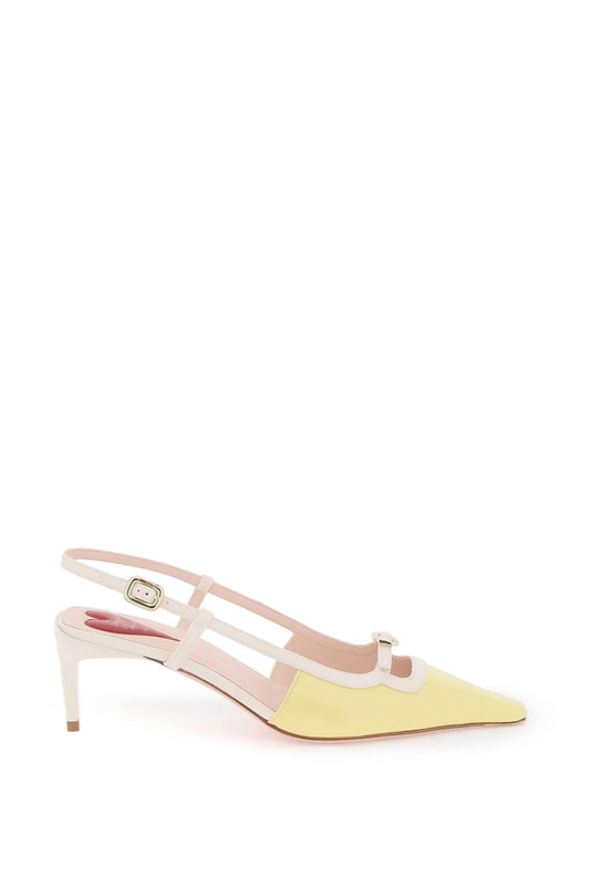 Two-tone Patent Leather Pumps  - White