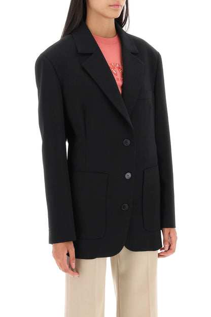 Stretch Wool Waisted Blazer  - Nero