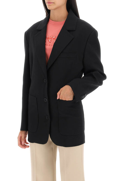 Stretch Wool Waisted Blazer  - Nero