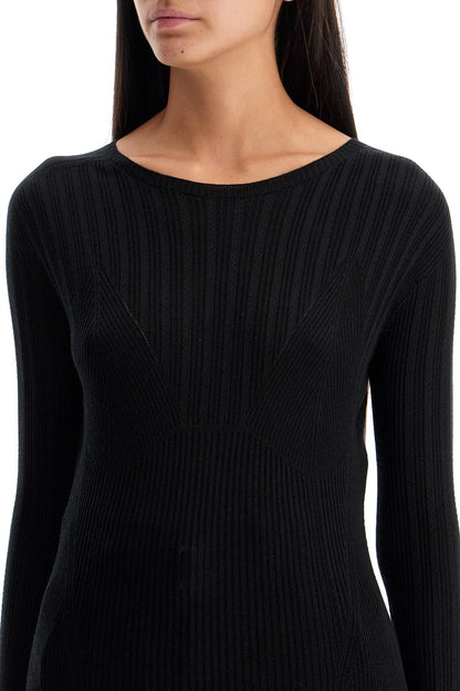 Ribbed Crewneck Sweater  - Black