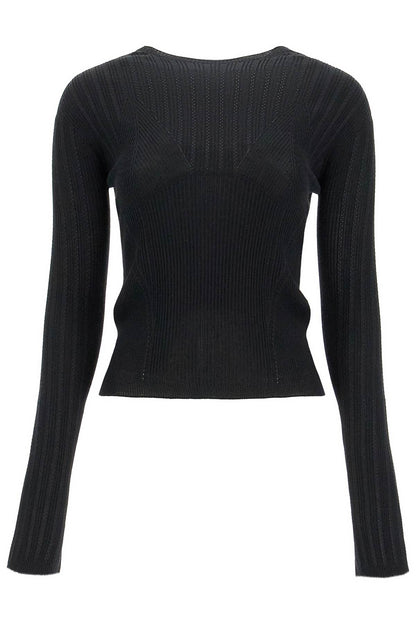 Ribbed Crewneck Sweater  - Black