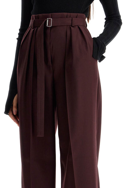 Wide-leg Pants With Belt  - Red