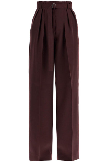 Wide-leg Pants With Belt  - Red