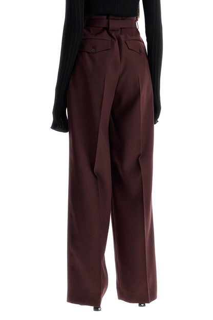 Wide-leg Pants With Belt  - Red