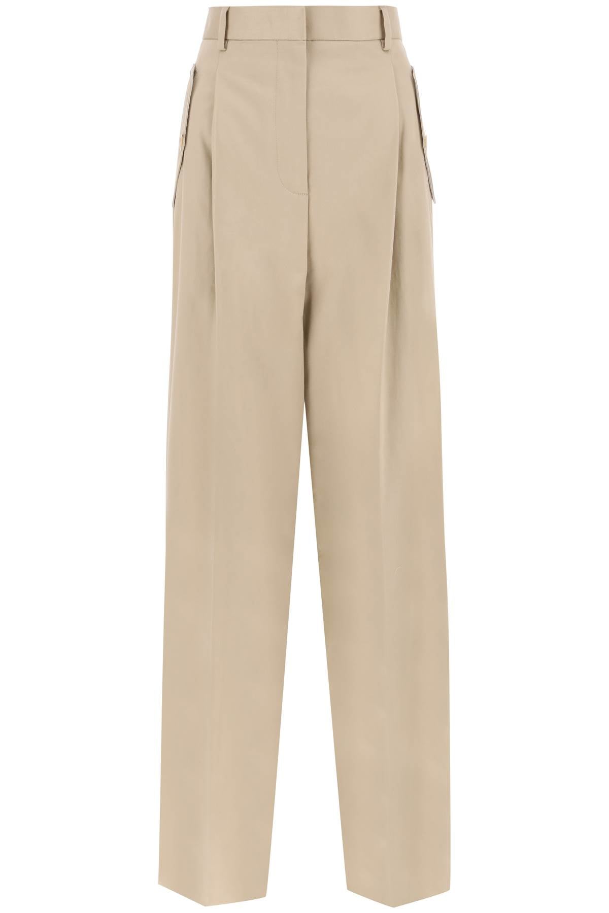 Wide Leg Gabardine Pants  - Beige