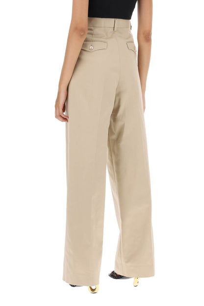 Wide Leg Gabardine Pants  - Beige