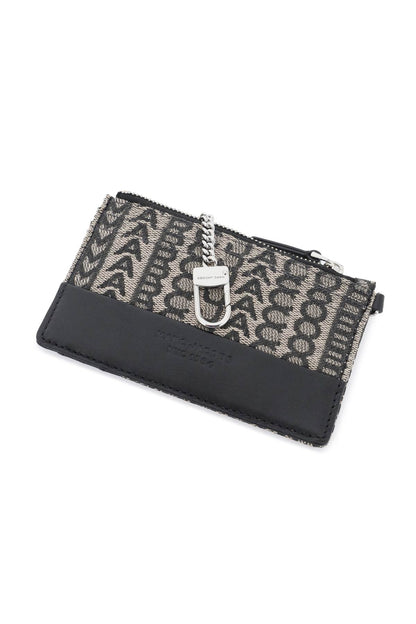 The Monogram Top Zip Wristlet Wallet  - Beige