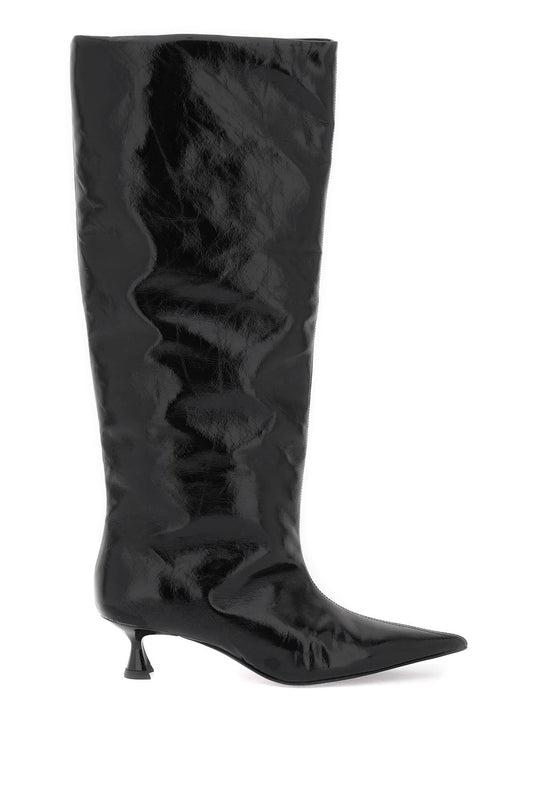 Soft Slouchy High Boots  - Black