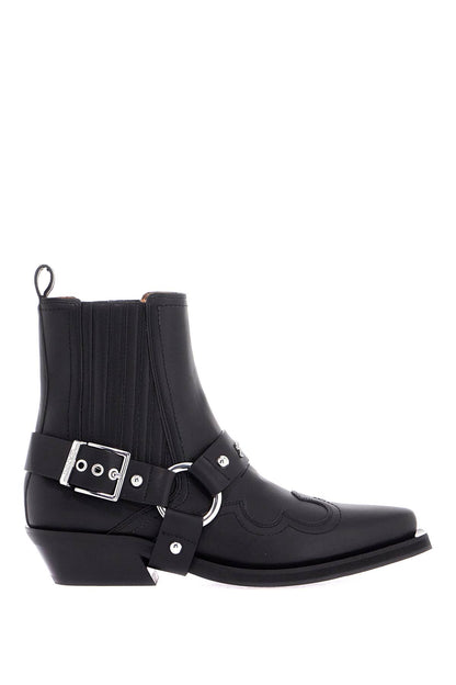 Western Chelsea Ankle Boots  - Black