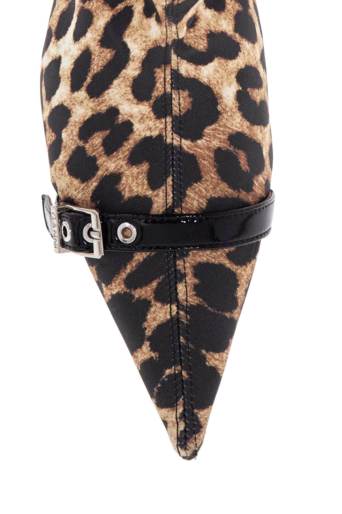 Animal Print Fabric Boots  - Beige