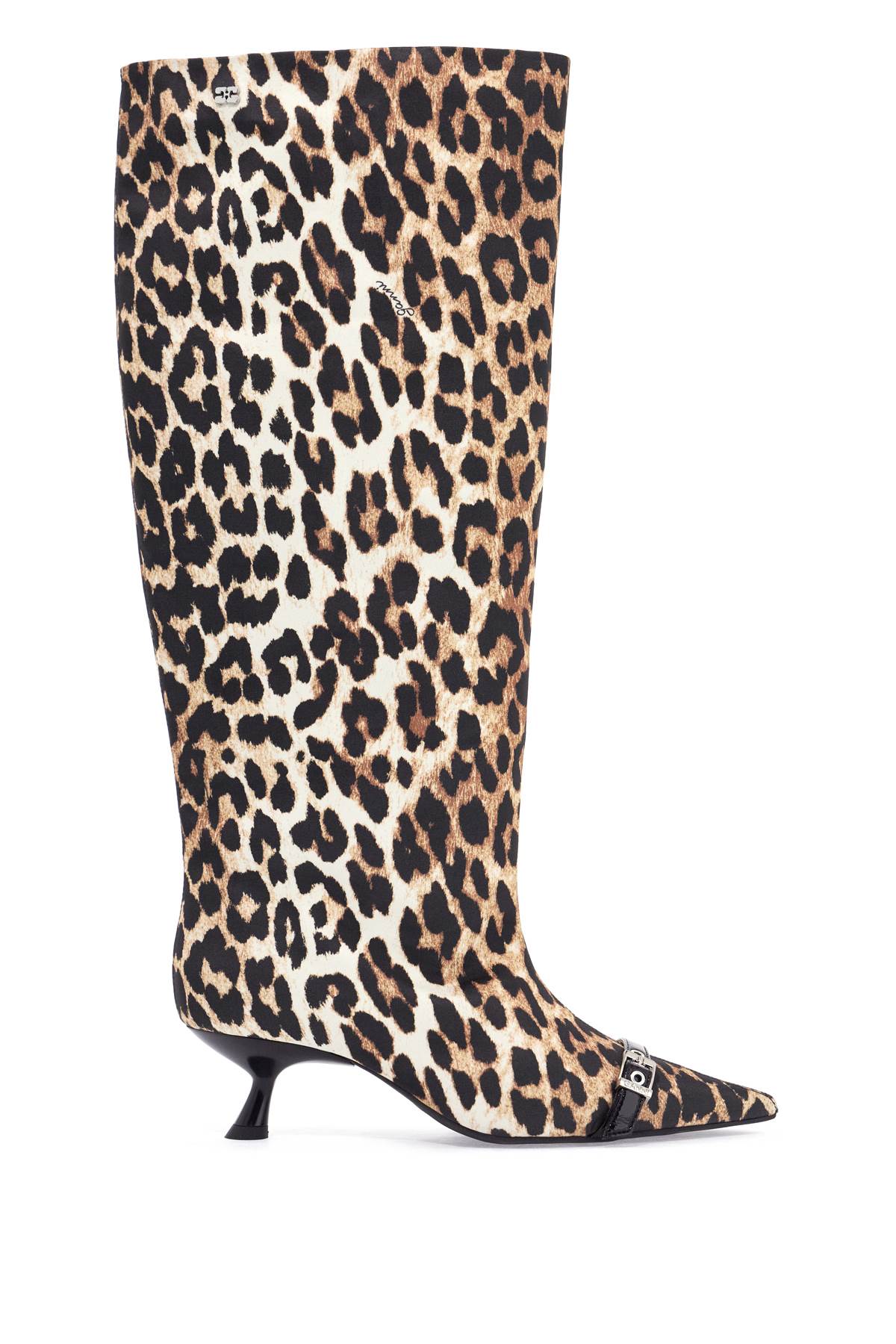 Animal Print Fabric Boots  - Beige