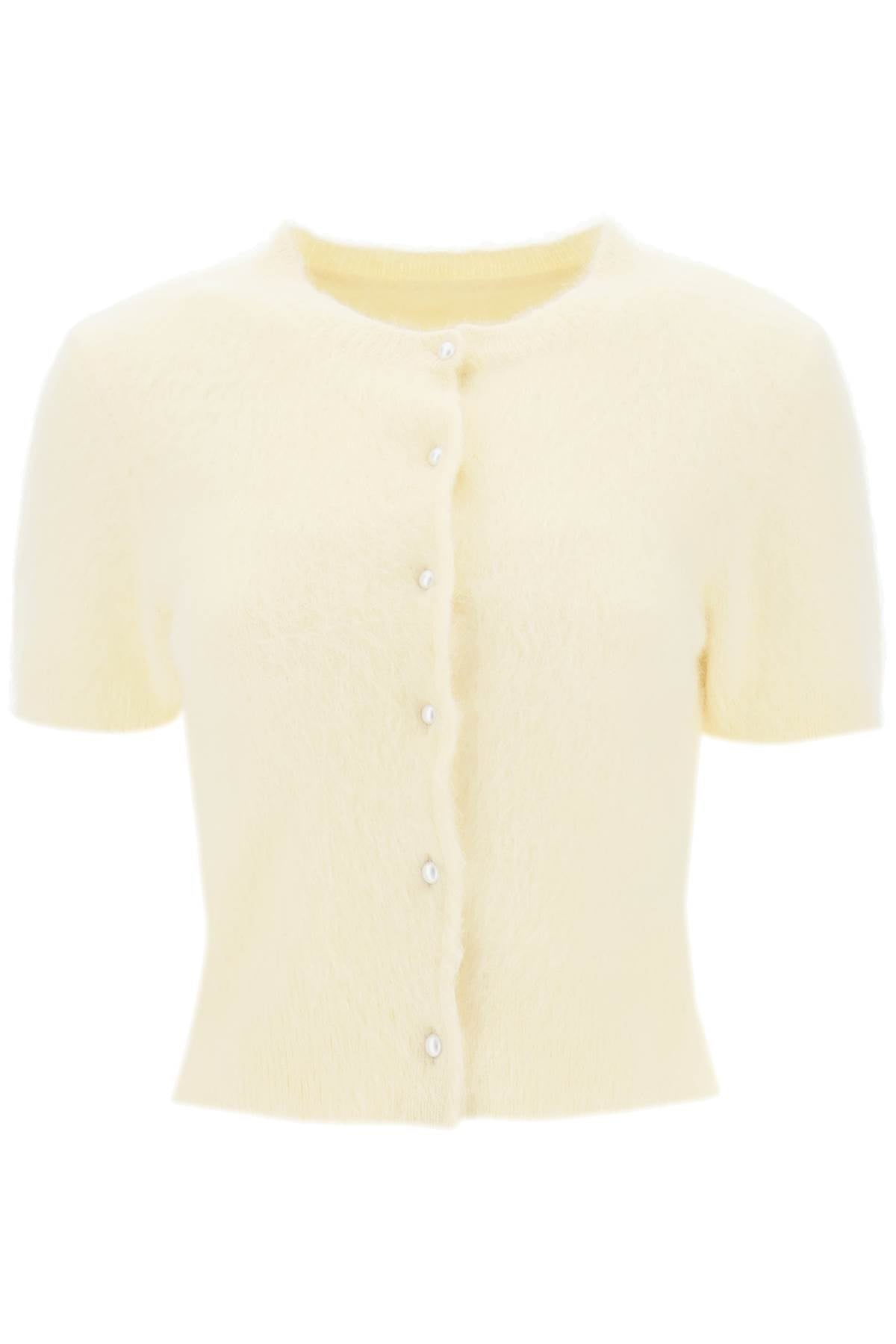 Angora Crew Neck Cardigan  - Giallo