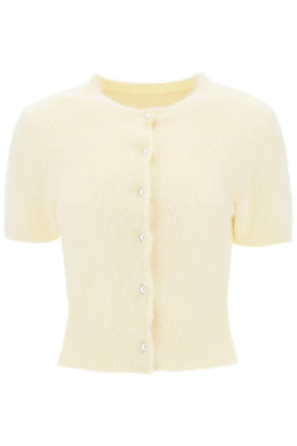 Angora Crew Neck Cardigan  - Giallo