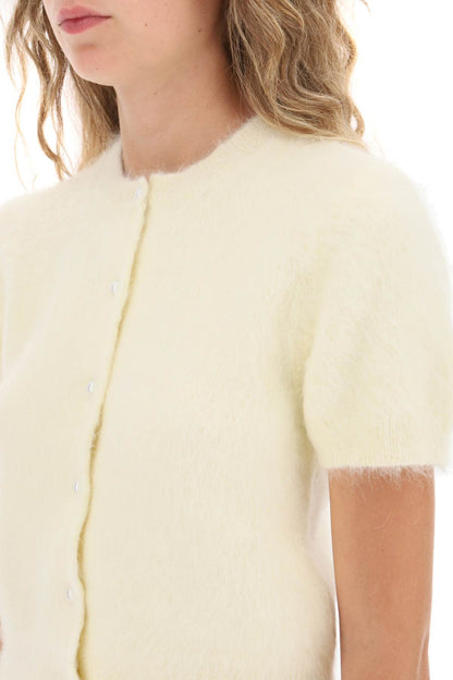 Angora Crew Neck Cardigan  - Giallo