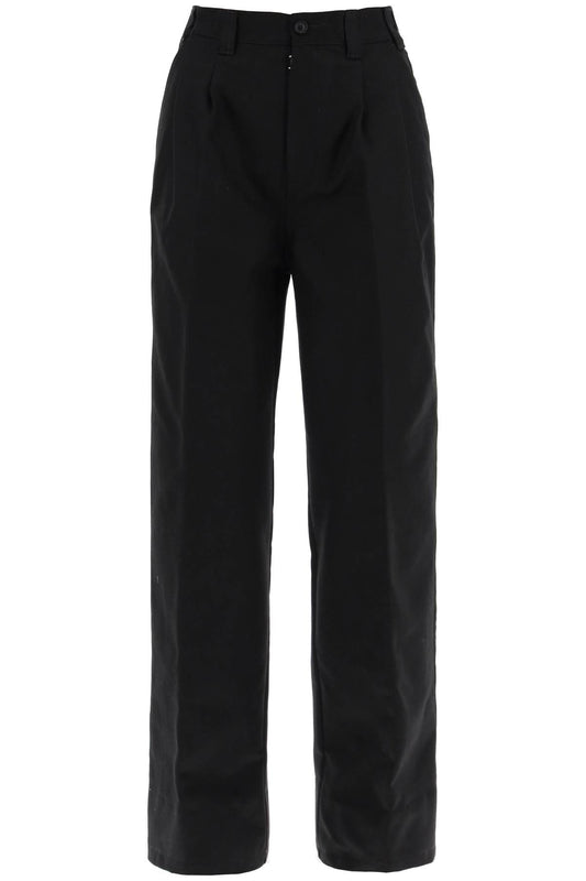 Cotton Gabardine Trousers For  - Black