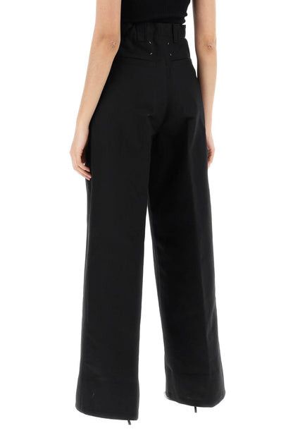 Cotton Gabardine Trousers For  - Black