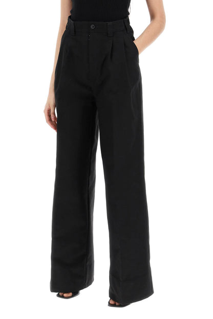 Cotton Gabardine Trousers For  - Black