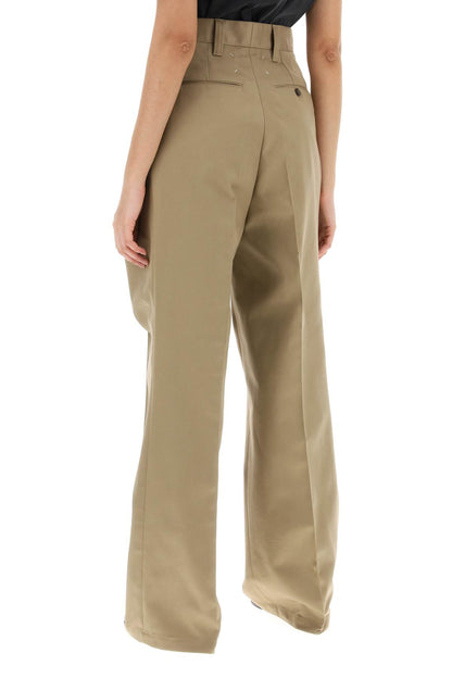 Trousers With Triple Ple  - Beige