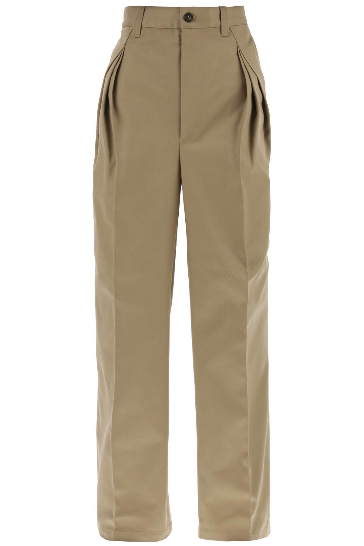 Trousers With Triple Ple  - Beige