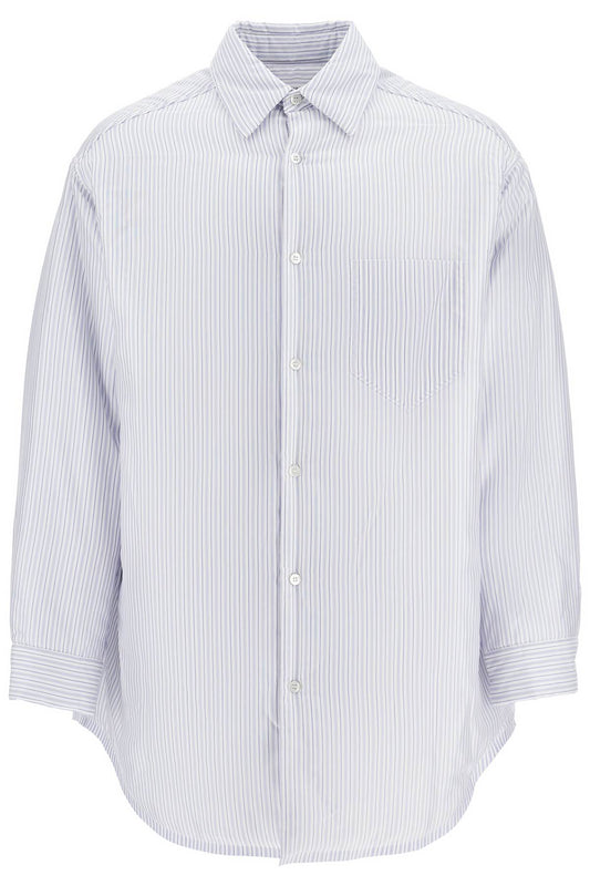 Striped Padded Overshirt With  - White