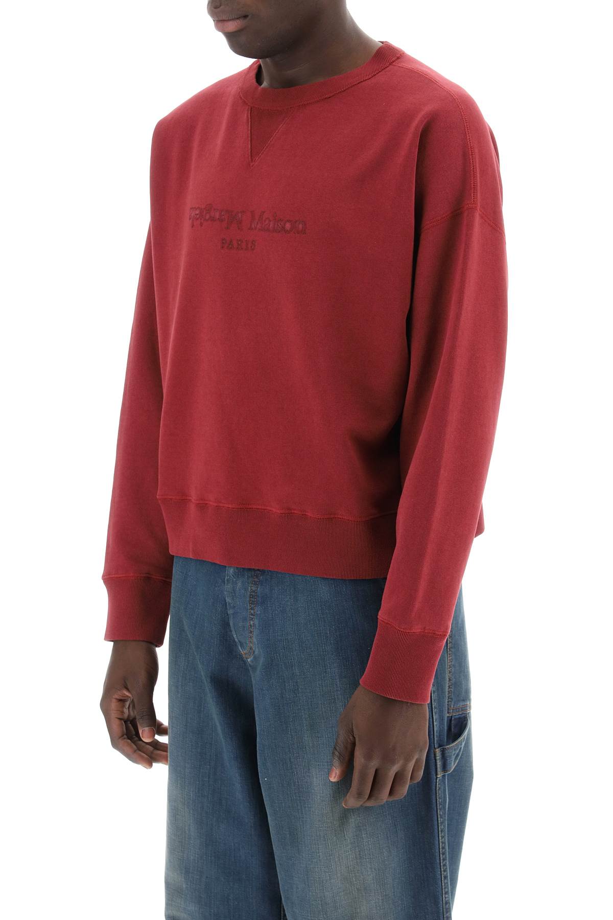 Reverse Logo Sweatshirt With Hood  - Red