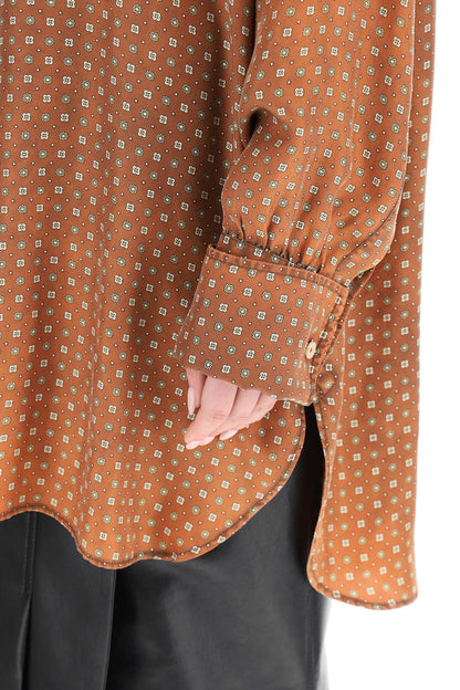 Scarf Print Oversized Shirt  - Brown