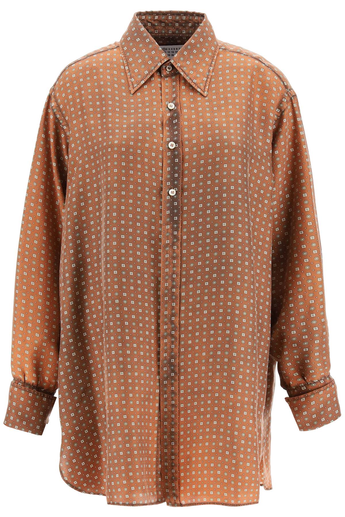 Scarf Print Oversized Shirt  - Brown