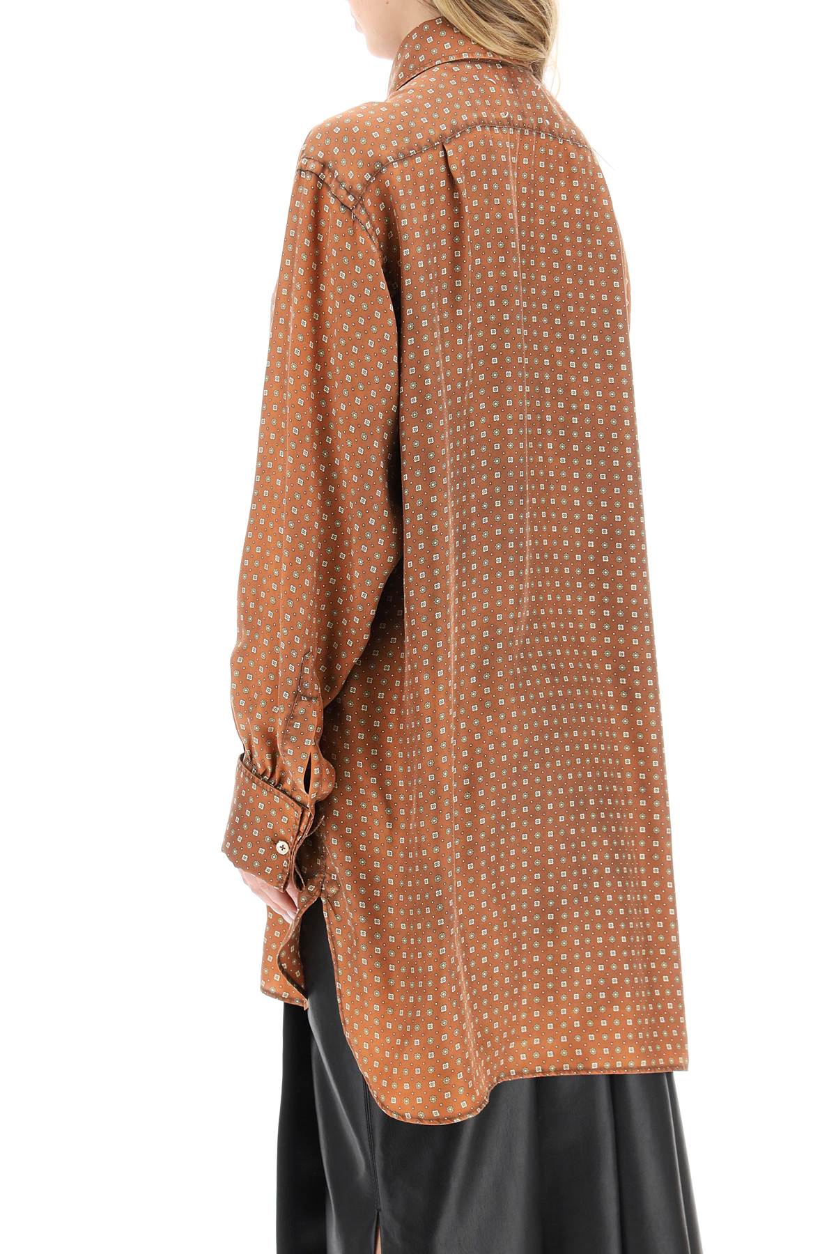 Scarf Print Oversized Shirt  - Brown