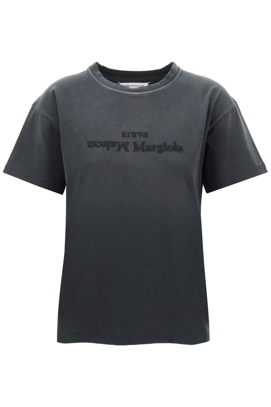 "reverse Logo Embroidered T-shirt With  - Grigio
