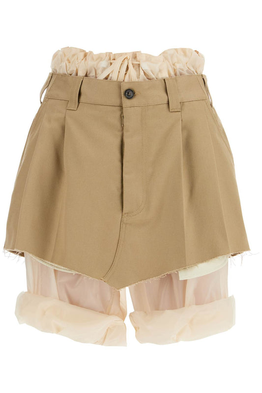 Layered Effect Mini Skirt-p  - Beige