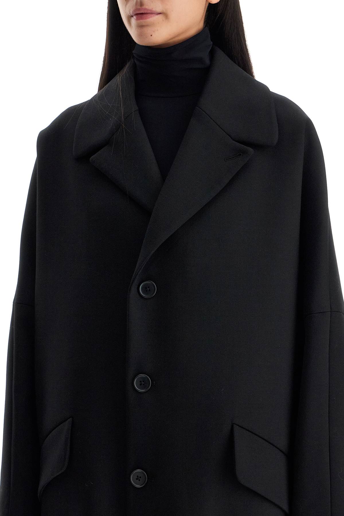 "oversized Wool Blend Coat  - Black