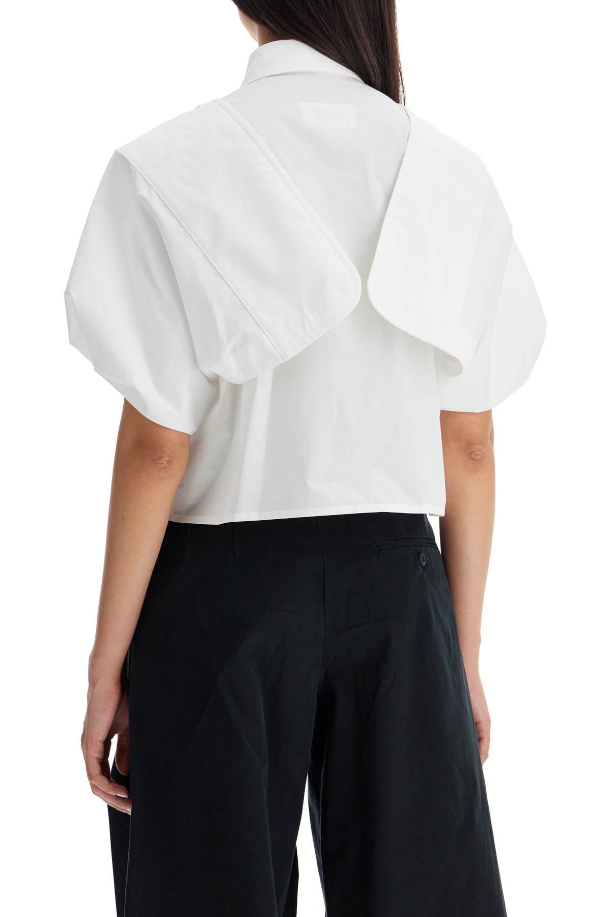 Boxy Shirt With Wide Sleeves  - White