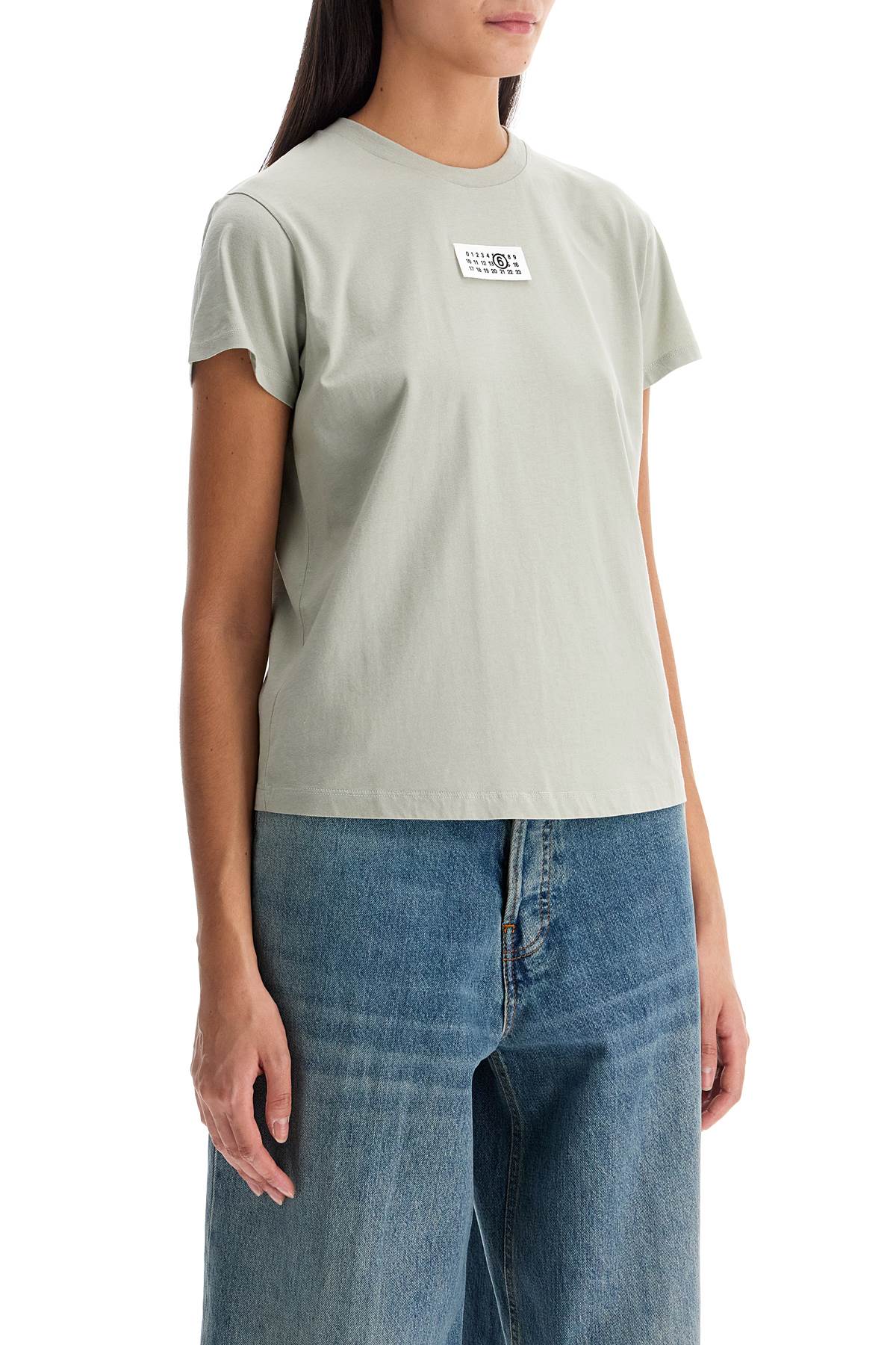 T-shirt With Logo Label  - Khaki