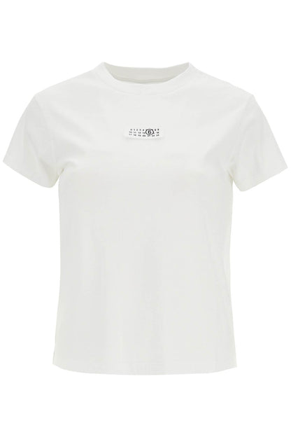 T-shirt With Logo Label  - White