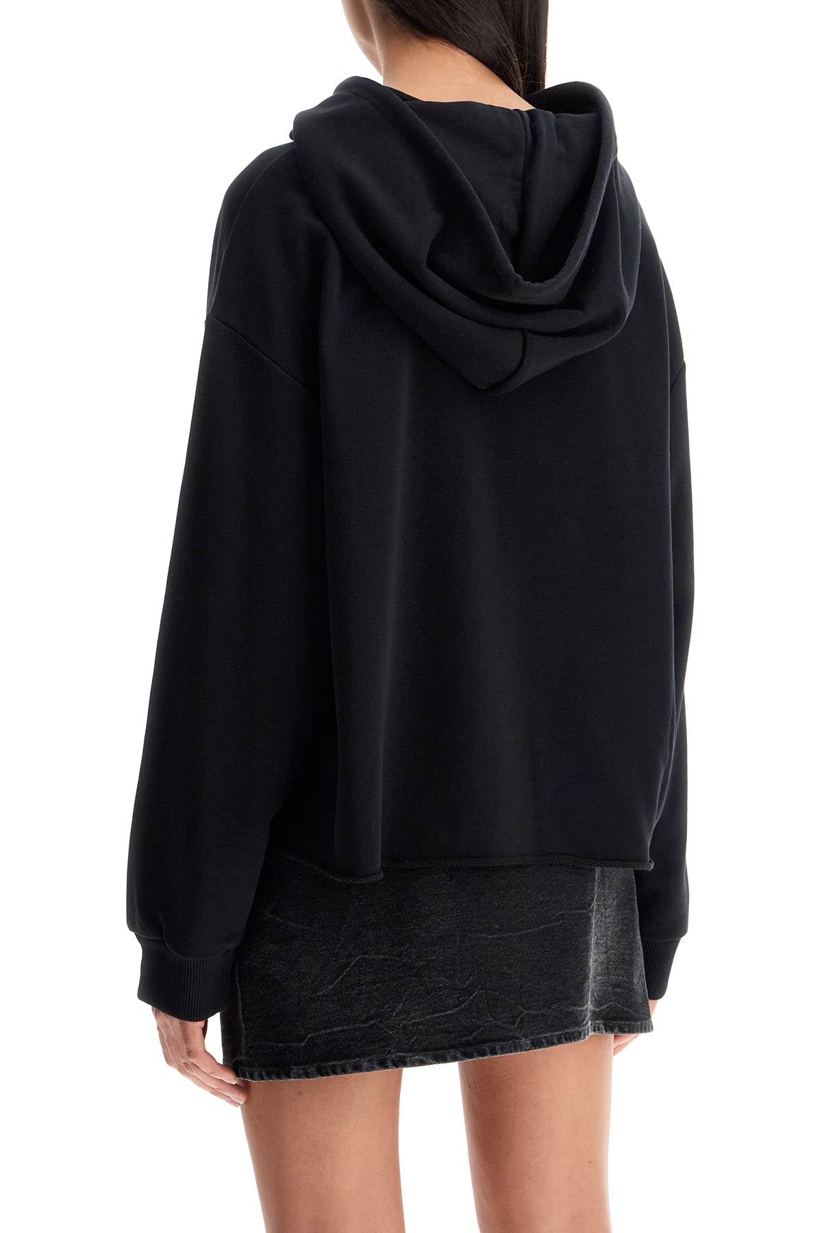 Boxy Hoodie With Hood  - Black