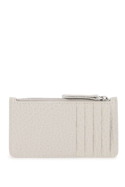 Leather Zipped Cardholder  - White