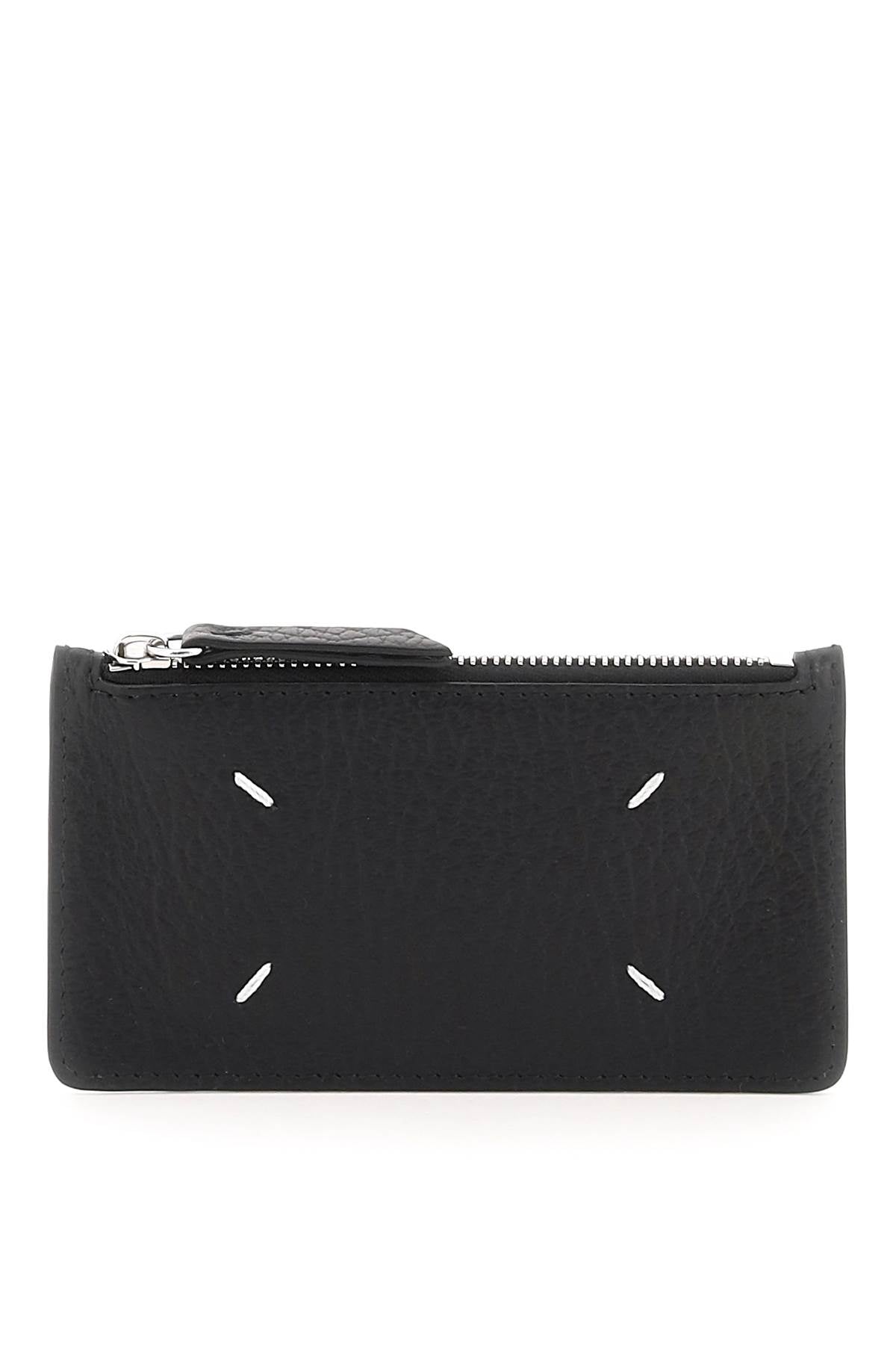 Leather Zipped Cardholder  - Black