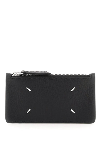 Leather Zipped Cardholder  - Black