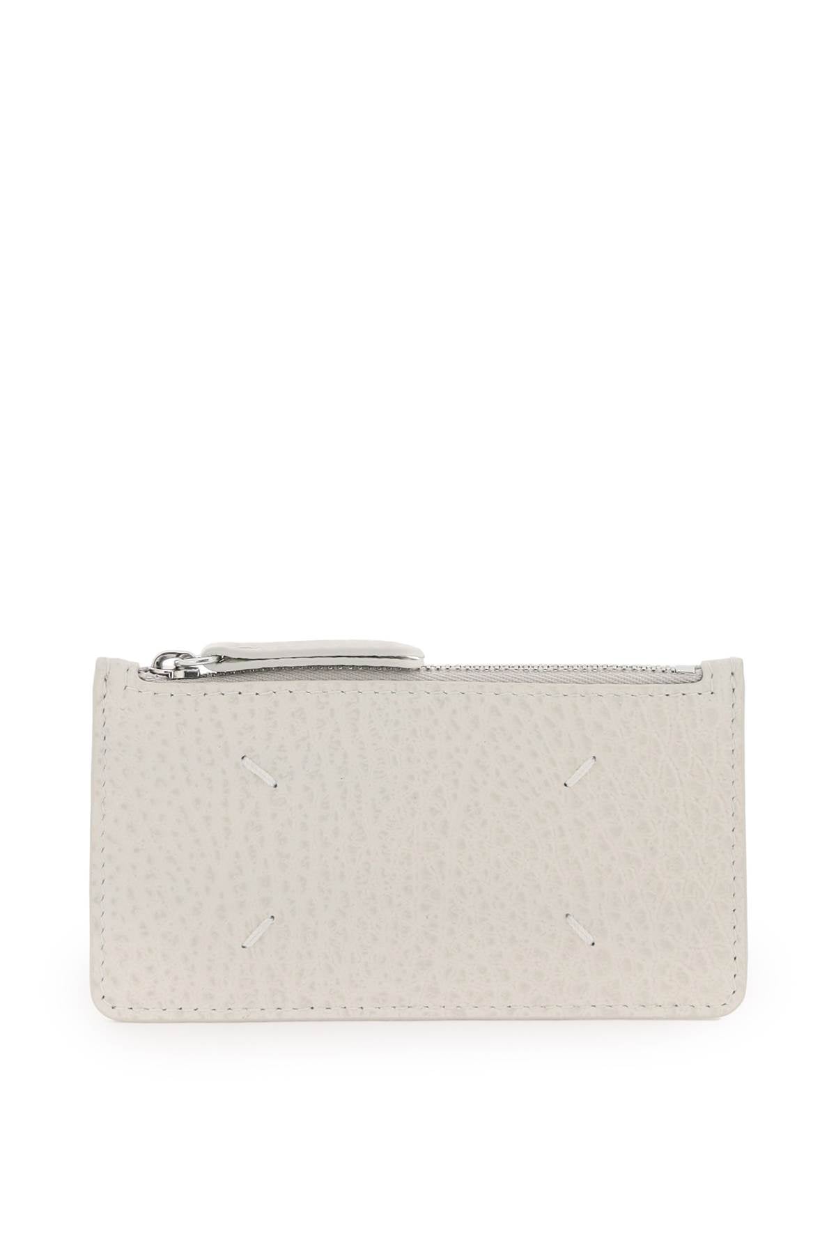 Leather Zipped Cardholder  - White