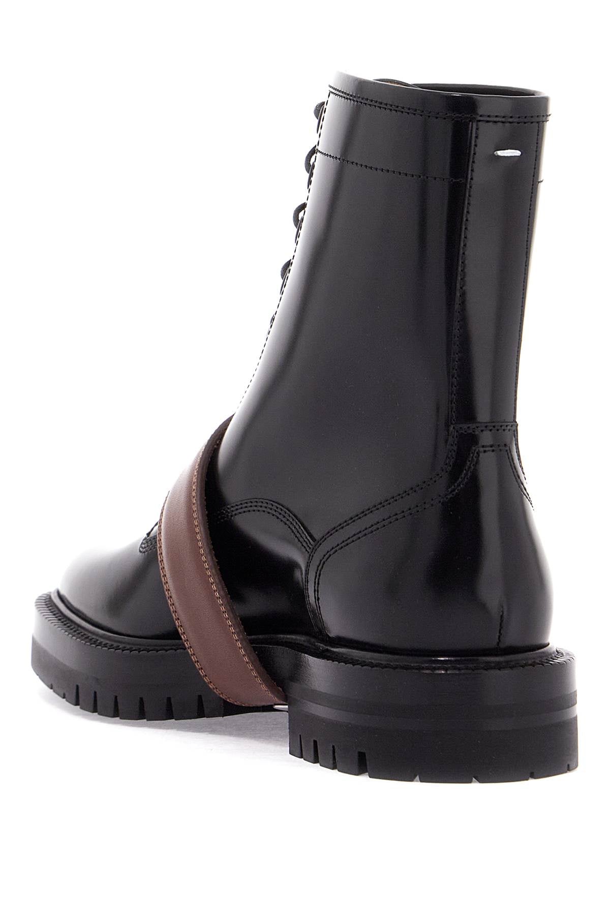 'brushed Leather Tabi Boots  - Black