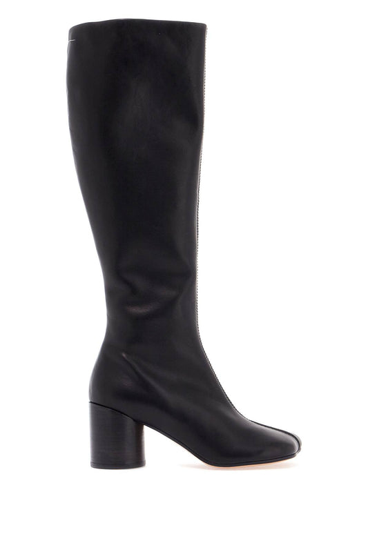 High Leather Ankle Boots  - Black